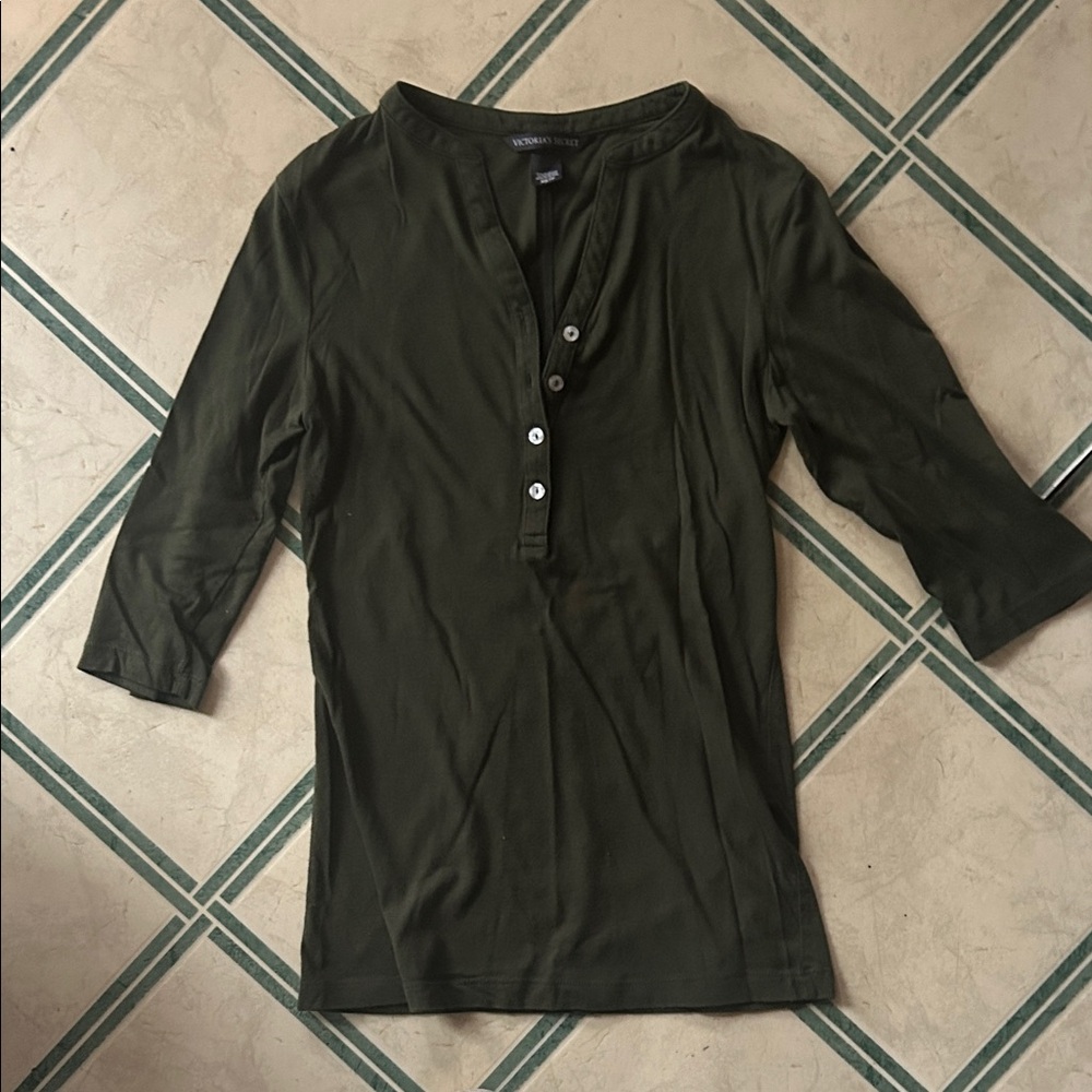 Victoria’s Secret Olive Green Women's Henley Top